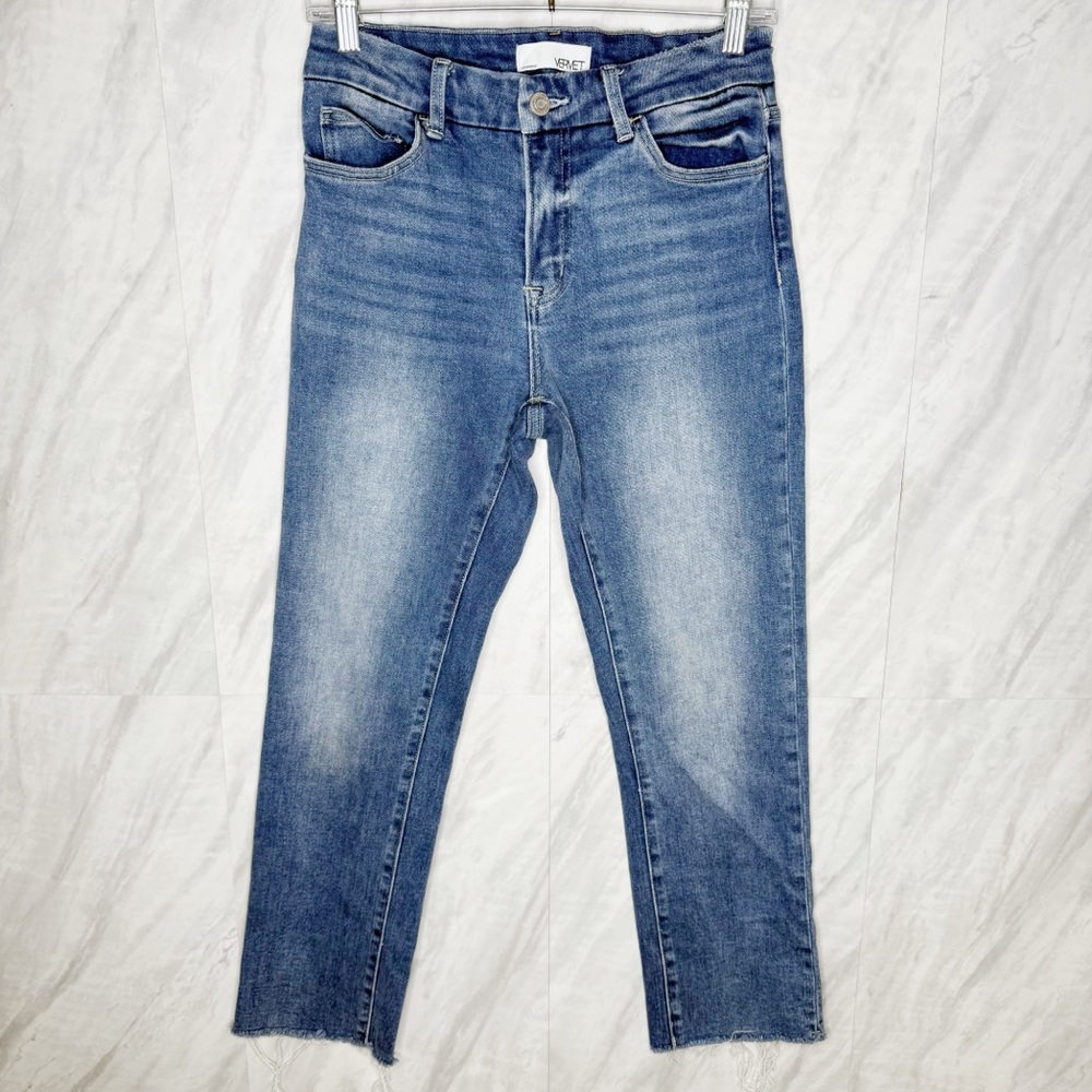 VERVET BY FLYING MONKEY Blue Cropped Ankle Jeans with High-Rise Waist